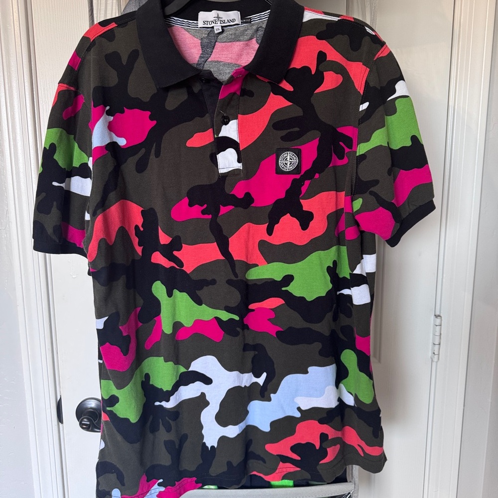 Stone Island Camo Pattern Polo